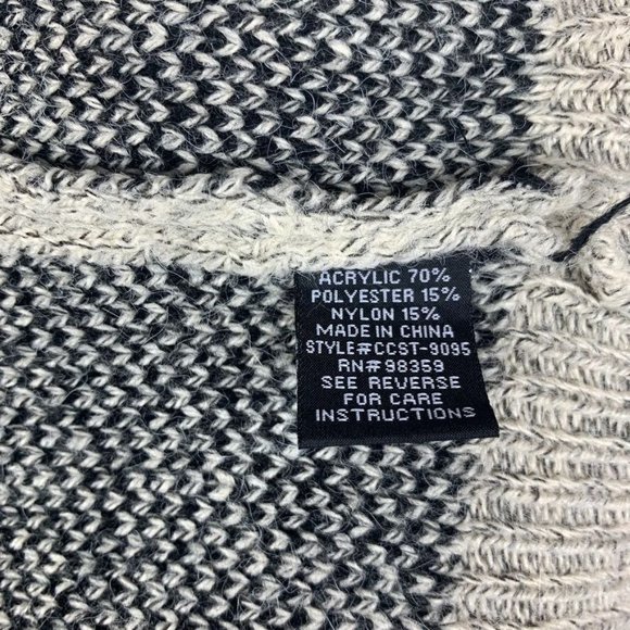 Mia Maddison Long Cardigan Sweater Duster Grey Black Fuzzy Open Front M - Picture 8 of 9